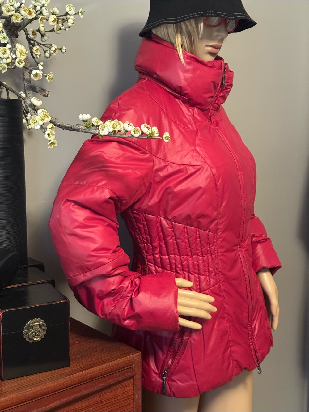 Women's Pink High-Collar Puffer Jacket